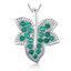 1/2 CTW Round Green Nano Emerald Leaf Nature Pendant Necklace in 0.925 White Sterling Silver With Chain (MDS210143)