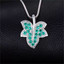 1/2 CTW Round Green Nano Emerald Leaf Nature Pendant Necklace in 0.925 White Sterling Silver With Chain (MDS210143)
