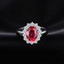 2 3/5 CTW Oval Red Nano Ruby Halo Cocktail Ring in 0.925 White Sterling Silver (MDS210168)
