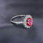 2 3/5 CTW Oval Red Nano Ruby Halo Cocktail Ring in 0.925 White Sterling Silver (MDS210168)