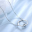 Round Blue Nano Topaz Hexagon Necklace in 0.925 White Sterling Silver (MDS210178)