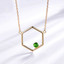 Round Green Nano Diopside Hexagon Necklace in 0.925 White Sterling Silver (MDS210179)