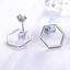 Round Blue Nano Topaz Hexagon Stud Earrings in 0.925 White Sterling Silver (MDS210180)