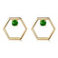 Round Green Nano Diopside Hexagon Stud Earrings in 0.925 White Sterling Silver (MDS210181)