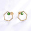 Round Green Nano Diopside Hexagon Stud Earrings in 0.925 White Sterling Silver (MDS210181)