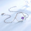 Round Purple Nano Amethyst Hexagon Link Bracelet in 0.925 White Sterling Silver (MDS210183)