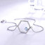 Round Blue Nano Topaz Hexagon Link Bracelet in 0.925 White Sterling Silver (MDS210184)