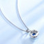 Round Blue Nano Sapphire Halo Pendant Necklace in 0.925 White Sterling Silver With Chain (MDS210187)