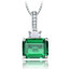 Cushion Green Nano Emerald Solitaire with Accents Pendant Necklace in 0.925 White Sterling Silver With Chain (MDS210190)