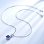 Round Blue Nano Sapphire Halo Pendant Necklace in 0.925 White Sterling Silver With Chain (MDS210191)