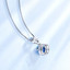 Round Blue Nano Sapphire Halo Pendant Necklace in 0.925 White Sterling Silver With Chain (MDS210191)