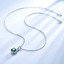 Round Green Nano Emerald Halo Pendant Necklace in 0.925 White Sterling Silver With Chain (MDS210192)