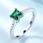 Princess Green Nano Emerald Cocktail Ring in 0.925 White Sterling Silver (MDS210202)
