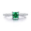 Princess Green Nano Emerald Cocktail Ring in 0.925 White Sterling Silver (MDS210203)