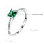 Princess Green Nano Emerald Cocktail Ring in 0.925 White Sterling Silver (MDS210203)