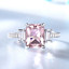 Cushion Pink Nano Morganite Three-stone Cocktail Ring in 0.925 White Sterling Silver (MDS210209)