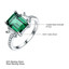 Cushion Green Nano Emerald Three-stone Cocktail Ring in 0.925 White Sterling Silver (MDS210211)