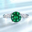 Round Green Nano Emerald Cocktail Ring in 0.925 White Sterling Silver (MDS210213)