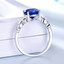 Round Blue Nano Sapphire Cocktail Ring in 0.925 White Sterling Silver (MDS210215)