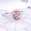 Oval Pink Nano Morganite Halo Cocktail Ring in 0.925 White Sterling Silver (MDS210219)