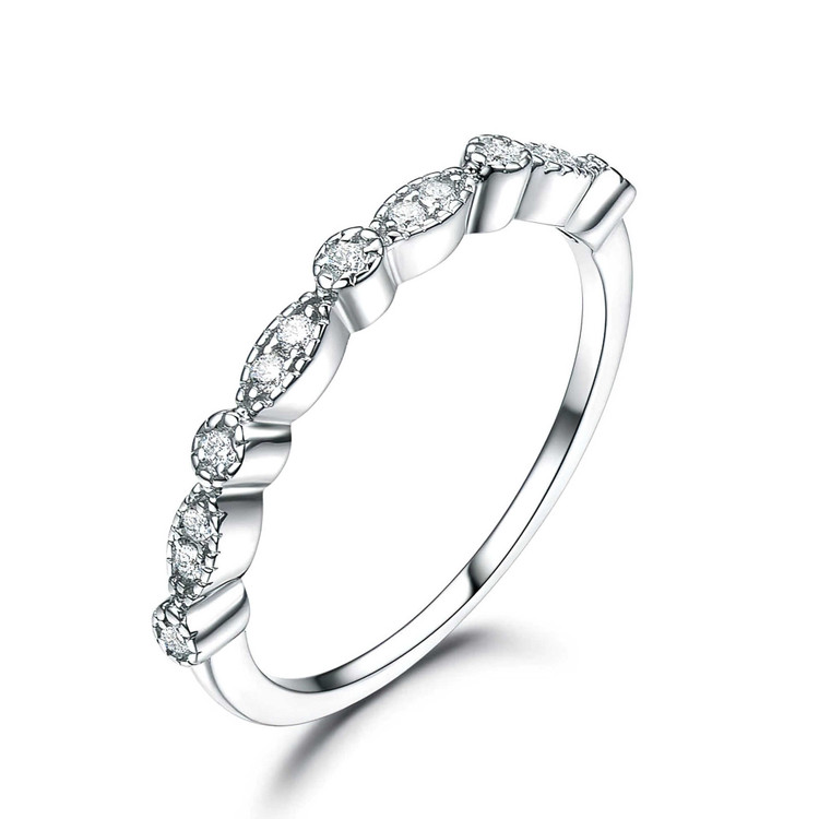 CTW Round White Cubic Zirconia Semi-Eternity Ring in 0.925 White Sterling Silver (MDS210222)