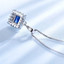 Princess Blue Nano Sapphire Halo Pendant Necklace in 0.925 White Sterling Silver With Chain (MDS210230)
