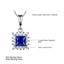 Princess Blue Nano Sapphire Halo Pendant Necklace in 0.925 White Sterling Silver With Chain (MDS210230)
