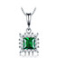Princess Green Nano Emerald Halo Pendant Necklace in 0.925 White Sterling Silver With Chain (MDS210231)