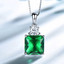 Cushion Green Nano Emerald Solitaire with Accents Pendant Necklace in 0.925 White Sterling Silver With Chain (MDS210232)