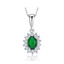 Oval Green Nano Emerald Halo Pendant Necklace in 0.925 White Sterling Silver With Chain (MDS210233)