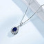 Oval Blue Nano Sapphire Halo Pendant Necklace in 0.925 White Sterling Silver With Chain (MDS210234)