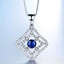 Round Blue Nano Sapphire Halo Pendant Necklace in 0.925 White Sterling Silver With Chain (MDS210236)