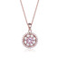 Round Pink Nano Morganite Halo Pendant Necklace in 0.925 White Sterling Silver With Chain (MDS210237)