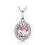 Oval Pink Nano Morganite Halo Pendant Necklace in 0.925 White Sterling Silver With Chain (MDS210238)