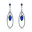 Marquise Blue Nano Sapphire Halo Drop/Dangle Earrings in 0.925 White Sterling Silver (MDS210240)