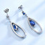 Marquise Blue Nano Sapphire Halo Drop/Dangle Earrings in 0.925 White Sterling Silver (MDS210240)