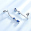 Oval Blue Nano Sapphire Drop/Dangle Earrings in 0.925 White Sterling Silver (MDS210242)
