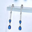 Oval Blue Nano Sapphire Drop/Dangle Earrings in 0.925 White Sterling Silver (MDS210242)