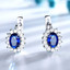 Oval Blue Nano Sapphire Drop/Dangle Earrings in 0.925 White Sterling Silver (MDS210244)
