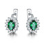Oval Green Nano Emerald Drop/Dangle Earrings in 0.925 White Sterling Silver (MDS210245)