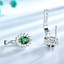 Oval Green Nano Emerald Drop/Dangle Earrings in 0.925 White Sterling Silver (MDS210245)
