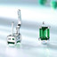 Cushion Green Nano Emerald Drop/Dangle Earrings in 0.925 White Sterling Silver (MDS210246)