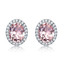 Oval Pink Nano Morganite Stud Earrings in 0.925 White Sterling Silver (MDS210248)