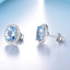 Oval Blue Nano Sapphire Stud Earrings in 0.925 White Sterling Silver (MDS210249)