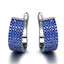 Round Blue Nano Sapphire Black Rhodium Drop/Dangle Earrings in 0.925 Black Sterling Silver (MDS210251)