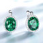Oval Green Nano Emerald Drop/Dangle Earrings in 0.925 White Sterling Silver (MDS210254)