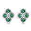 Round Green Nano Emerald Halo Stud Earrings in 0.925 White Sterling Silver (MDS210270)