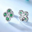 Round Green Nano Emerald Halo Stud Earrings in 0.925 White Sterling Silver (MDS210270)