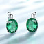 Oval Green Nano Emerald Stud Earrings in 0.925 White Sterling Silver (MDS210272)