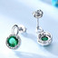Round Green Nano Emerald Halo Stud Earrings in 0.925 White Sterling Silver (MDS210278)